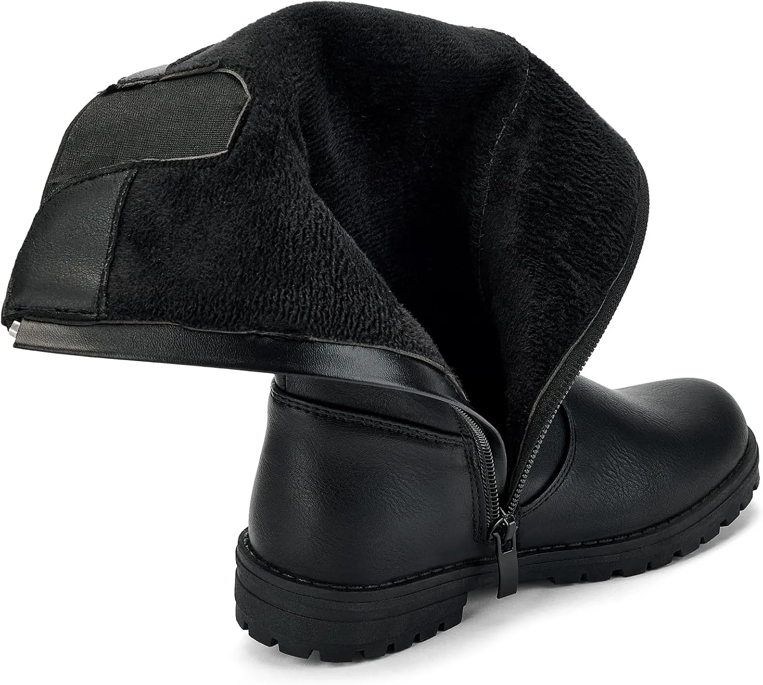 TZJS Girls Knee High Boot Lightweight Buckle Fashion Girls Riding Boots Kids Side Zipper Faux Fur Lined Water Resistant Warm Winter Shoes for Toddler/Little Kid