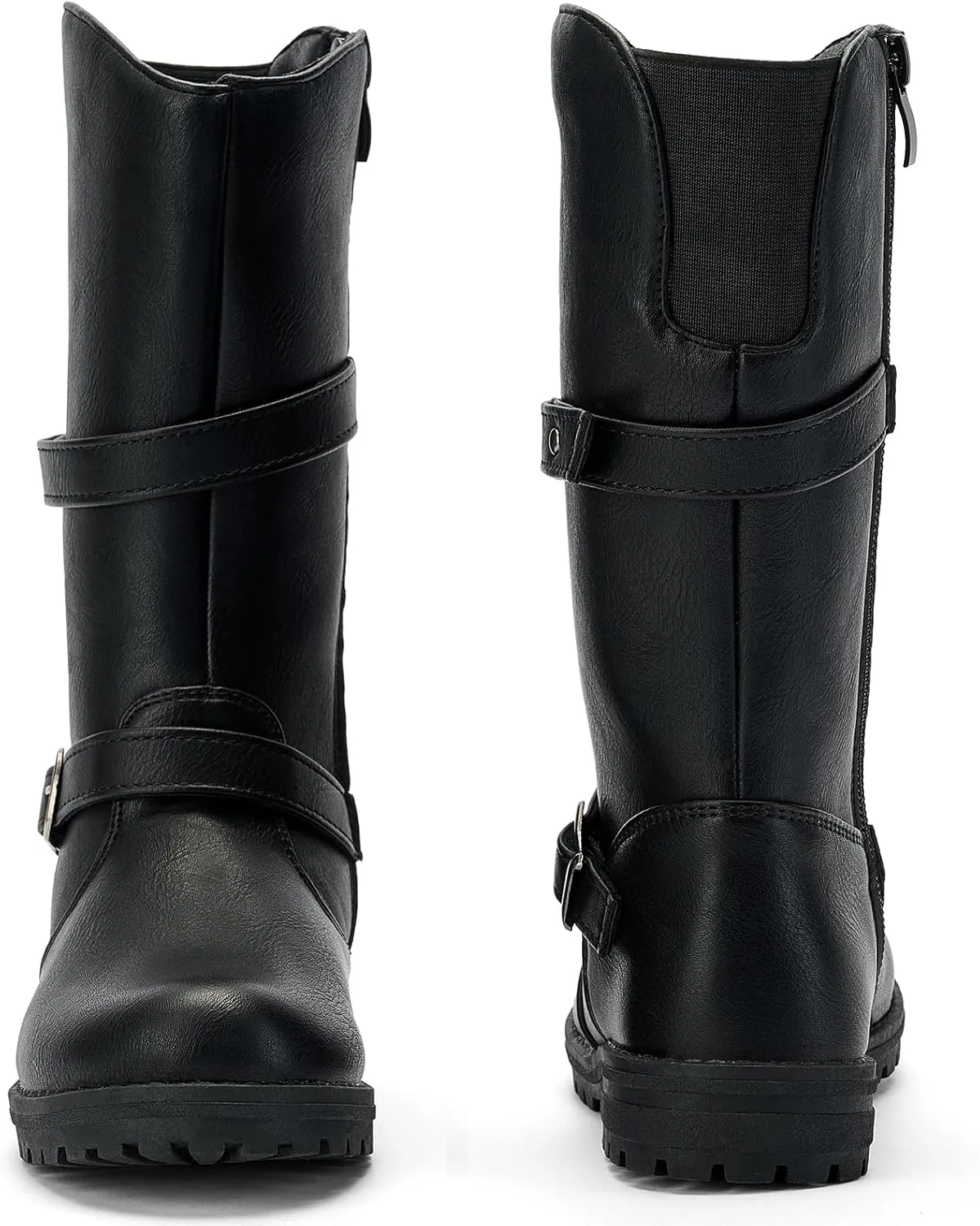 TZJS Girls Knee High Boot Lightweight Buckle Fashion Girls Riding Boots Kids Side Zipper Faux Fur Lined Water Resistant Warm Winter Shoes for Toddler/Little Kid