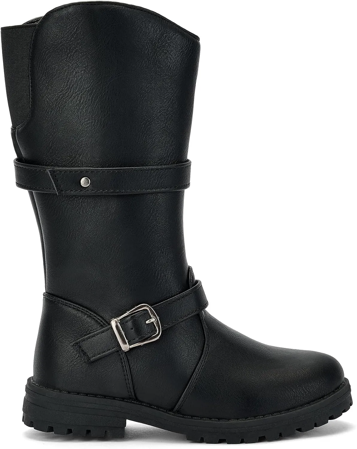 TZJS Girls Knee High Boot Lightweight Buckle Fashion Girls Riding Boots Kids Side Zipper Faux Fur Lined Water Resistant Warm Winter Shoes for Toddler/Little Kid