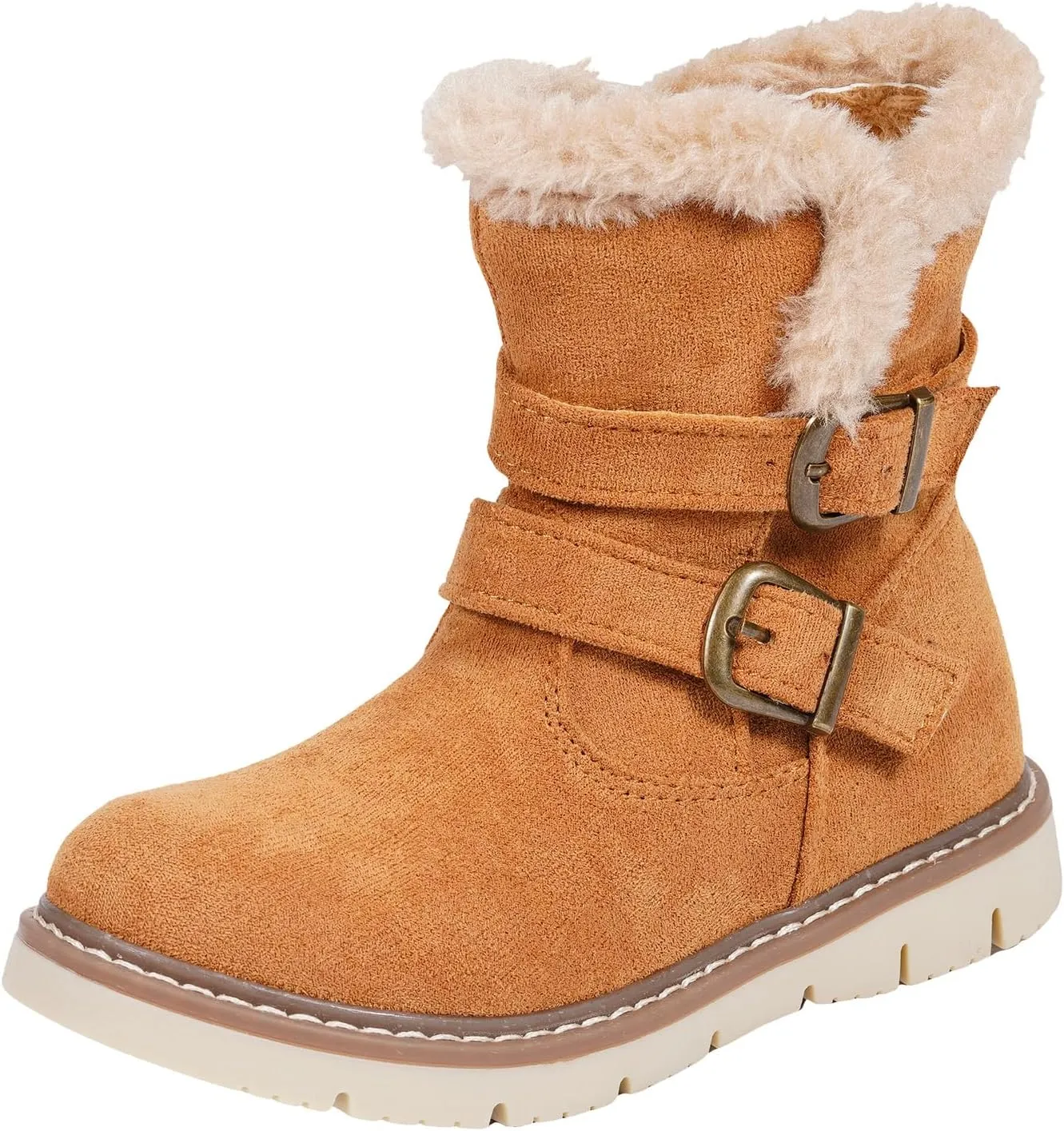 TZJS Girls Warm Winter Boots Kids Fashion Faux Fur Lined Snow Boot Side Zipper Lightweight Durable Outdoor Walking Shoes for Toddler/Little Kid