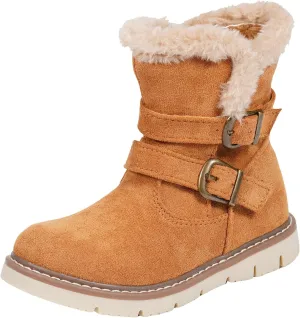 TZJS Girls Warm Winter Boots Kids Fashion Faux Fur Lined Snow Boot Side Zipper Lightweight Durable Outdoor Walking Shoes for Toddler/Little Kid