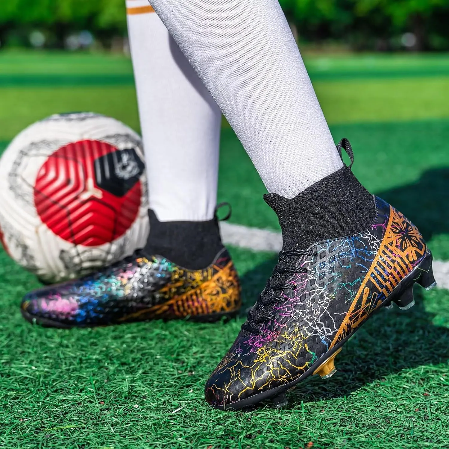 Unisex-Child Soccer Cleats Lightweight Training Football Cleats for Youth Futsal