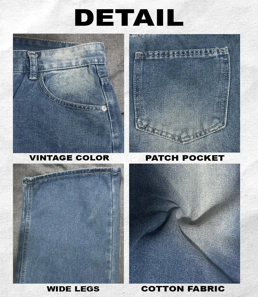 Unisex Y2K Baggy Jeans Hip Hop Skater Jeans Vintage Dance Skateboard Pants Loose Fit Denim Jeans