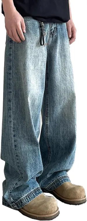 Unisex Y2K Baggy Jeans Hip Hop Skater Jeans Vintage Dance Skateboard Pants Loose Fit Denim Jeans