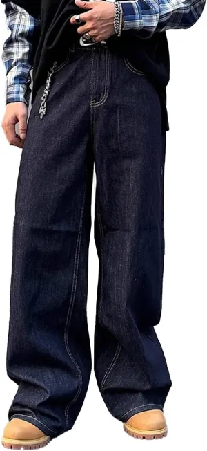 Unisex Y2K Baggy Jeans Hip Hop Skater Jeans Vintage Dance Skateboard Pants Loose Fit Denim Jeans