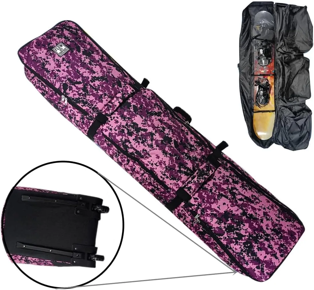 UNISTRENGH Padded 2-in-1 Snowboard Bag Wheeled for Air Travel - Three Independent Compartment for Ski Boots,Helmet and Clothes