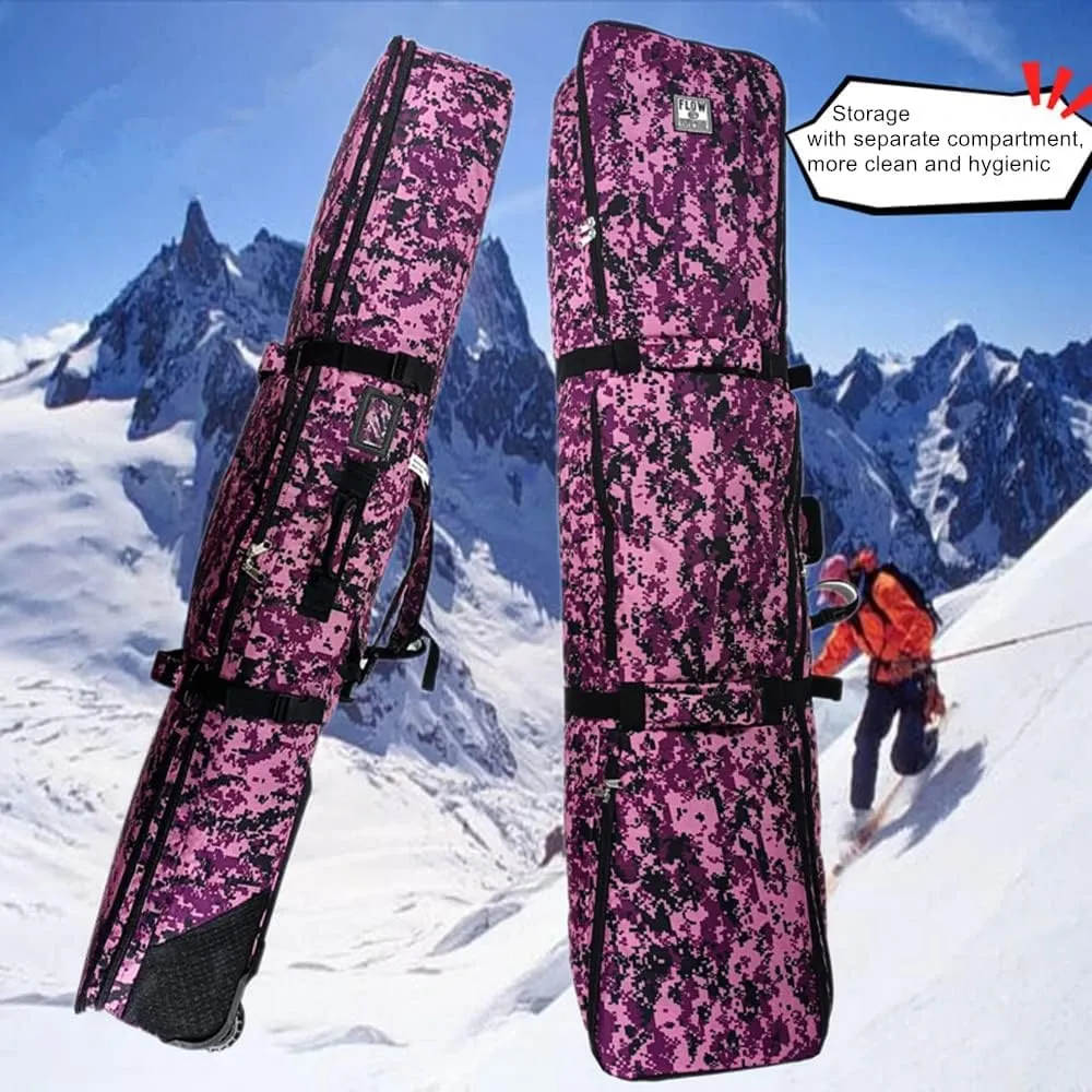 UNISTRENGH Padded 2-in-1 Snowboard Bag Wheeled for Air Travel - Three Independent Compartment for Ski Boots,Helmet and Clothes