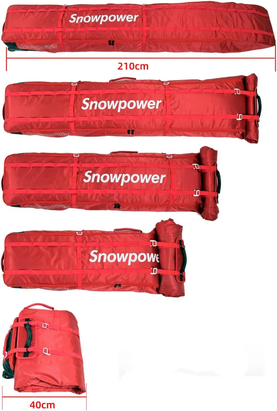 UNISTRENGH Waterproof Fully Padded Adjustable Size Ski & Snowboard Wheel Bag
