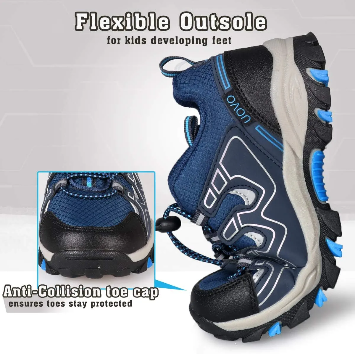 UOVO Boys Shoes Boys Tennis Running Sneakers Waterproof Hiking Shoes Kids Outdoor Fashion Sneakers Slip Resistant (Big/Little Boys)