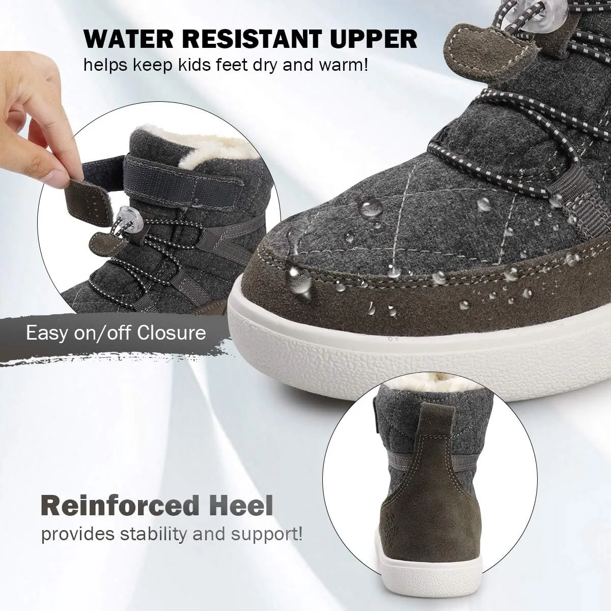 UOVO Boys Winter Snow Boots - Waterproof, Warm, Slip Resistant Outdoor Boots for Kids (Little/Big Boys)