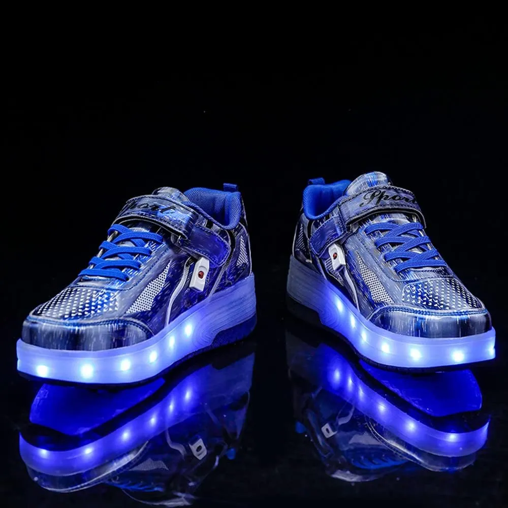 USB Rechargeable Roller Shoes Sneakers for Boys Girls Kids Gift LED Light Up Wheels Shoes Roller Skates
