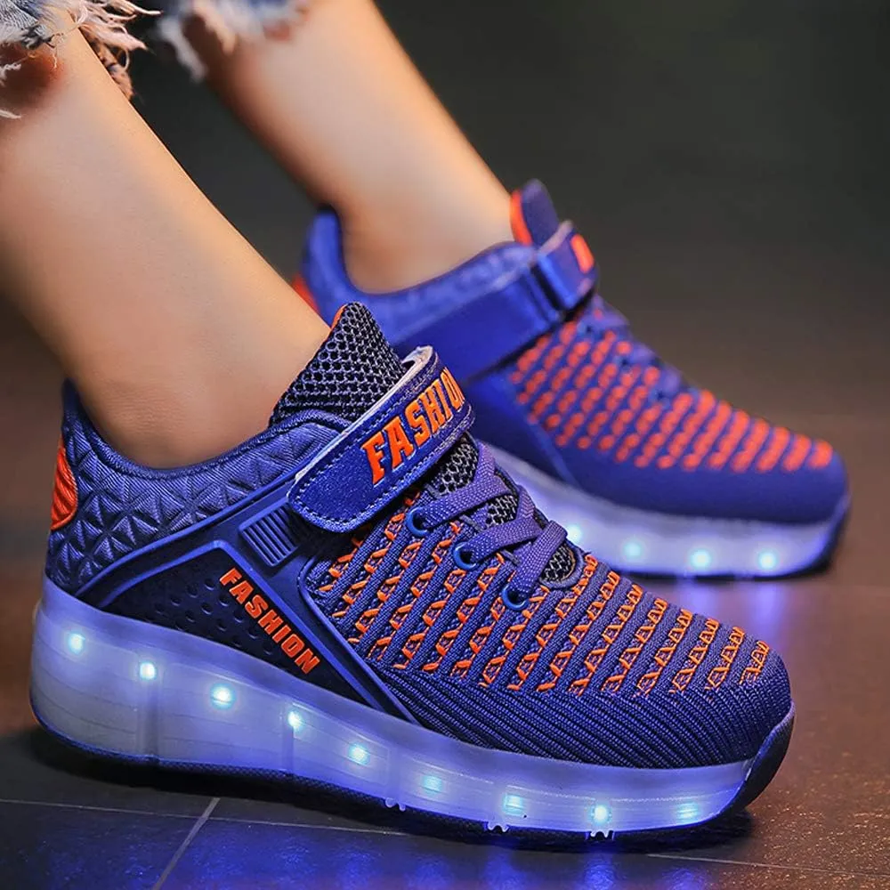 USB Rechargeable Roller Shoes Sneakers for Boys Girls Kids Gift LED Light Up Wheels Shoes Roller Skates