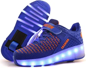 USB Rechargeable Roller Shoes Sneakers for Boys Girls Kids Gift LED Light Up Wheels Shoes Roller Skates