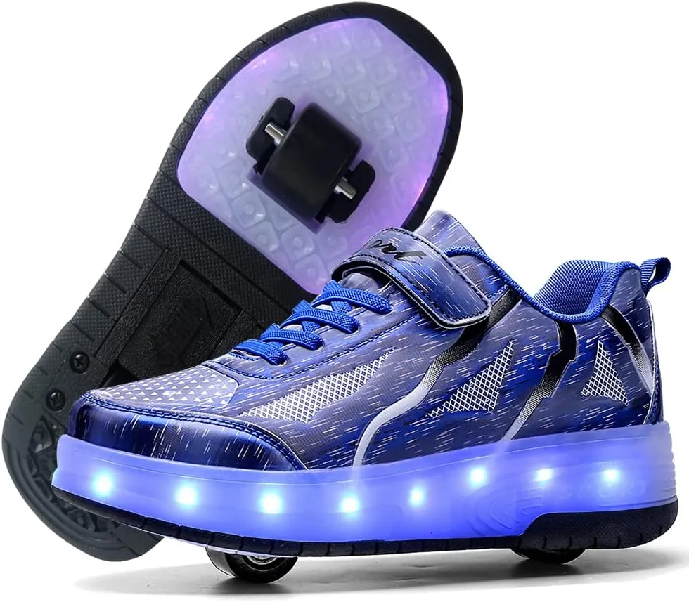 USB Rechargeable Roller Shoes Sneakers for Boys Girls Kids Gift LED Light Up Wheels Shoes Roller Skates