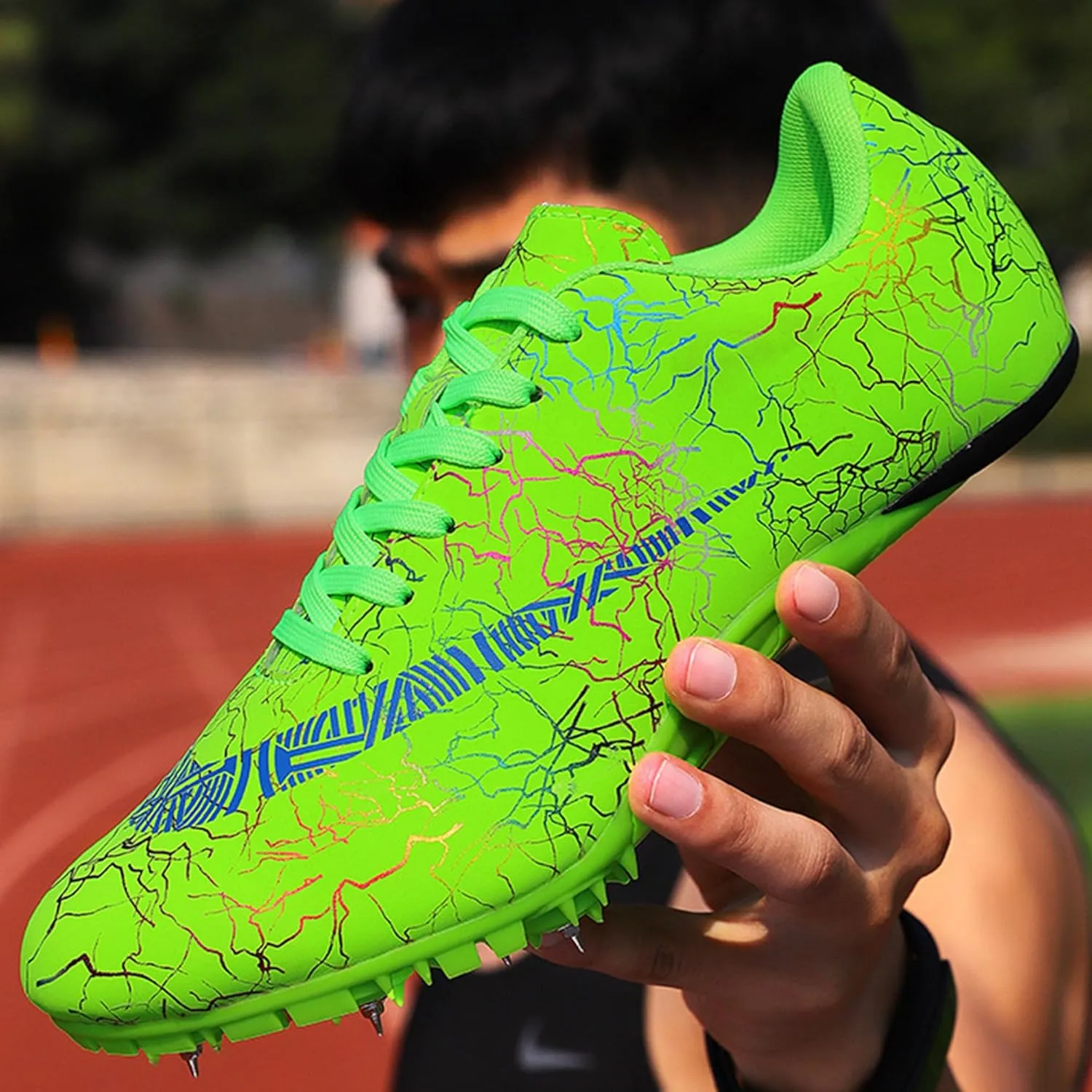 UYO Men's Track Shoes Spikes Sprint Sneakers Athletic Race Jumping Breathable Training Lightweight Track Cleats for Men