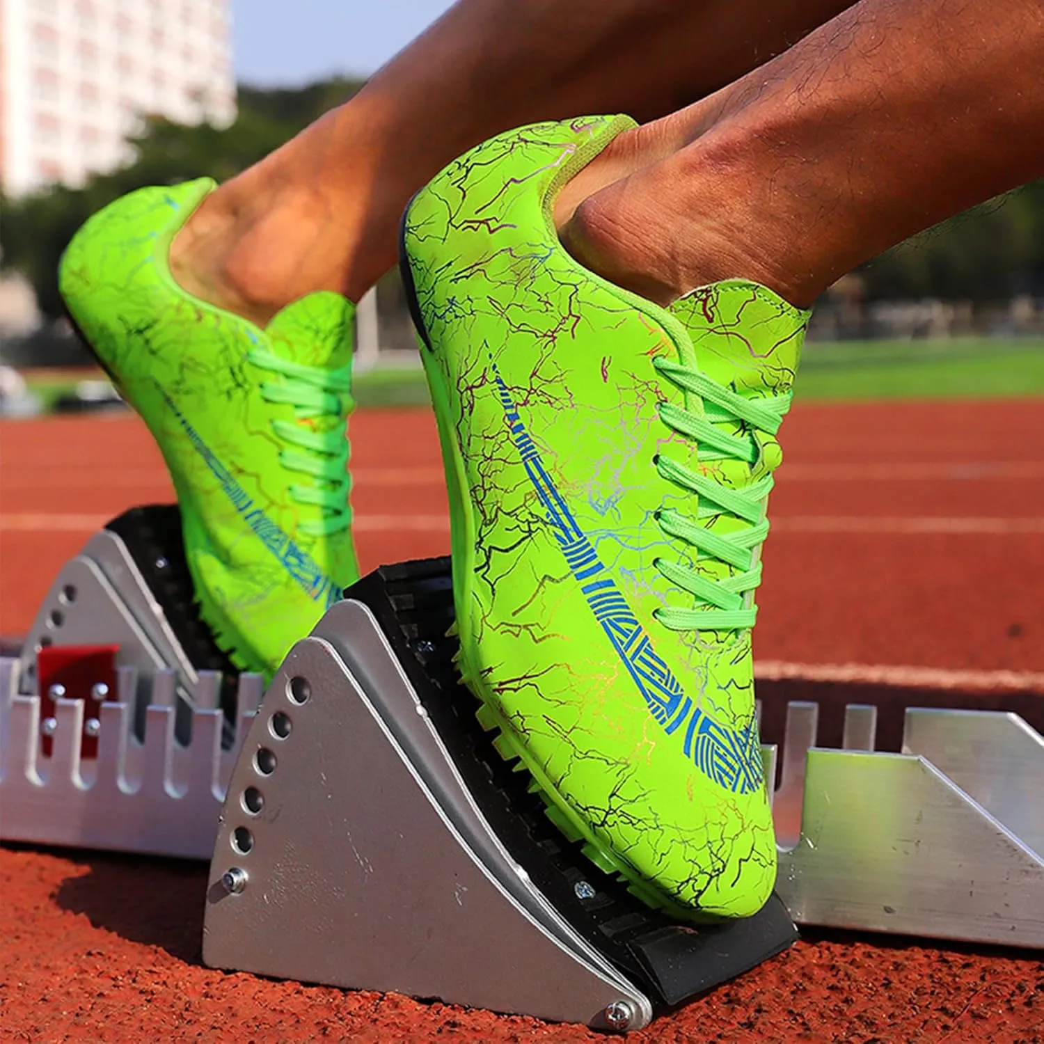 UYO Men's Track Shoes Spikes Sprint Sneakers Athletic Race Jumping Breathable Training Lightweight Track Cleats for Men