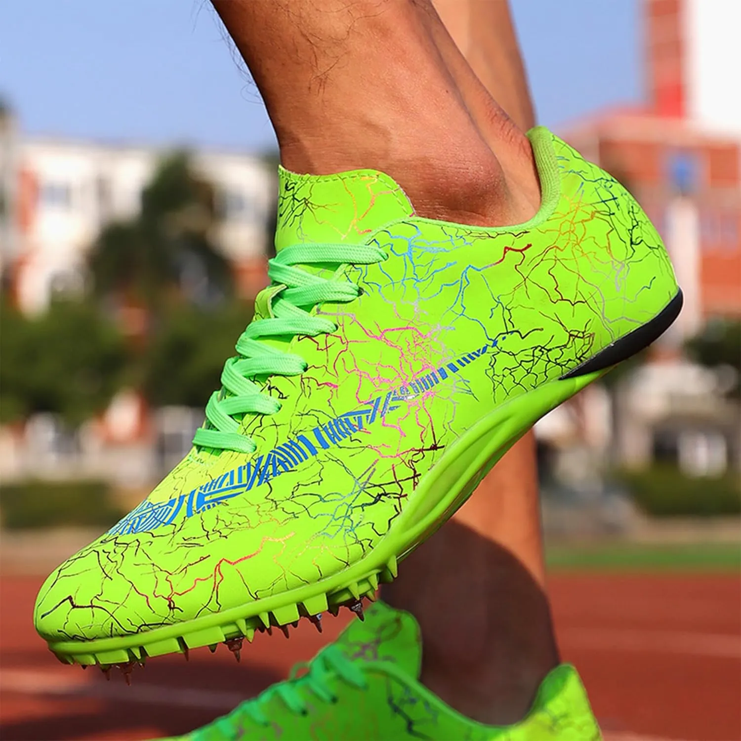UYO Men's Track Shoes Spikes Sprint Sneakers Athletic Race Jumping Breathable Training Lightweight Track Cleats for Men