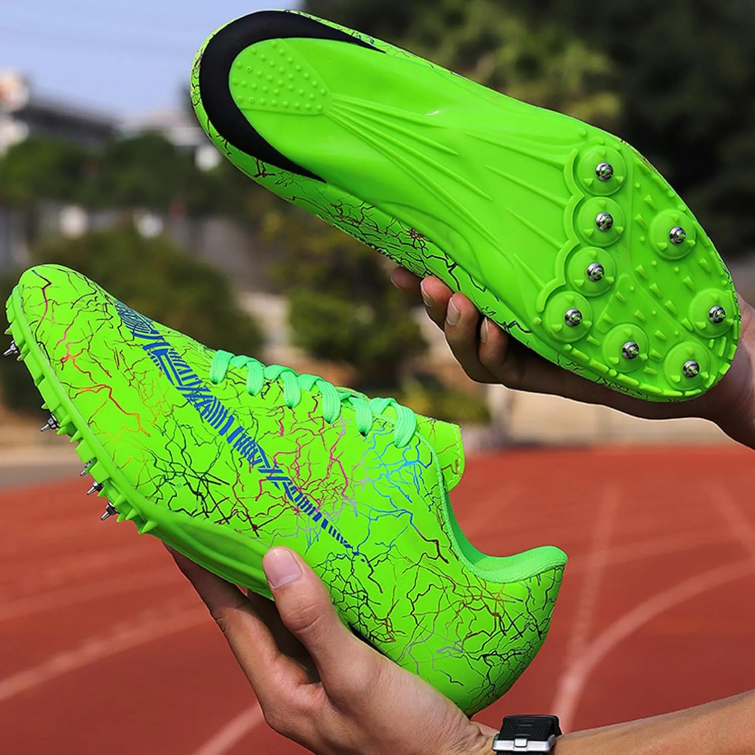 UYO Men's Track Shoes Spikes Sprint Sneakers Athletic Race Jumping Breathable Training Lightweight Track Cleats for Men