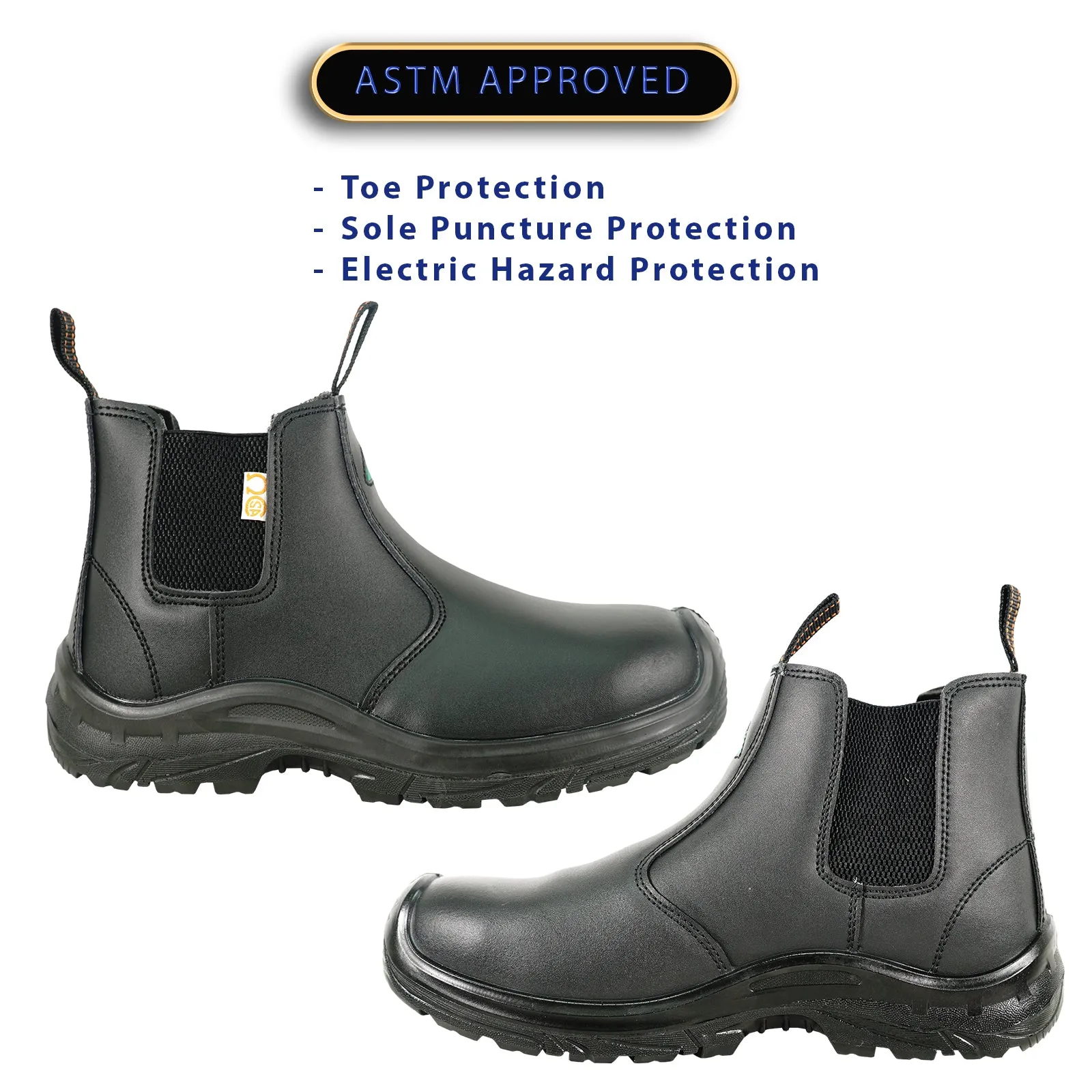 VANGELO Men Work Safety Boot ETHAN-1 CSA Certified Steel Toe Protection Black