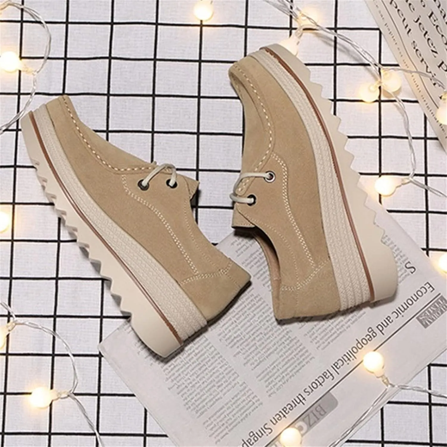 Veroders Women's Suede Wedge Loafers Slip-On Comfortable Penny Loafers Thick Soft Platform Shoes Business Work Walking