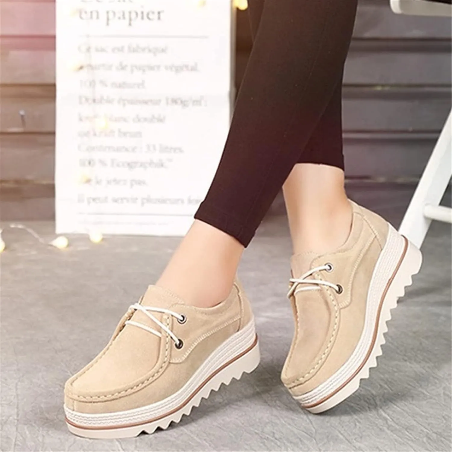 Veroders Women's Suede Wedge Loafers Slip-On Comfortable Penny Loafers Thick Soft Platform Shoes Business Work Walking