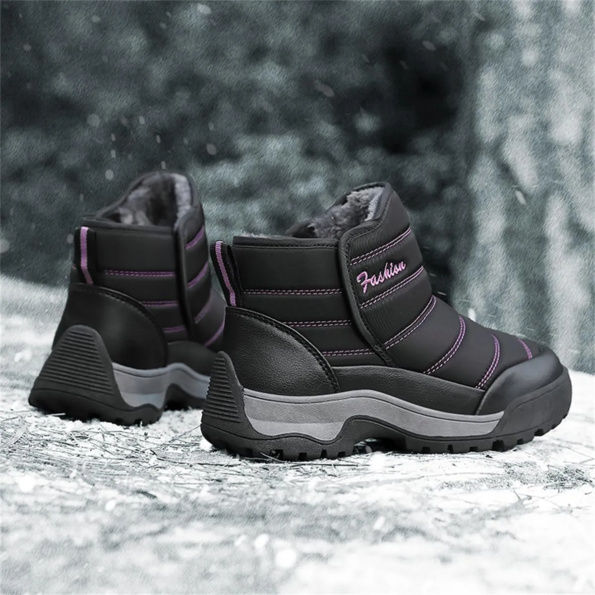 Veslexth Womens Winter Boots Cozy Anti-Slip Snow Waterproof Boots Slip on Comfort Stylish Ankle Booties for Cold Weather City Walk