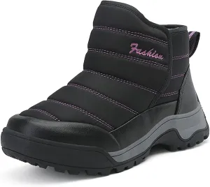 Veslexth Womens Winter Boots Cozy Anti-Slip Snow Waterproof Boots Slip on Comfort Stylish Ankle Booties for Cold Weather City Walk