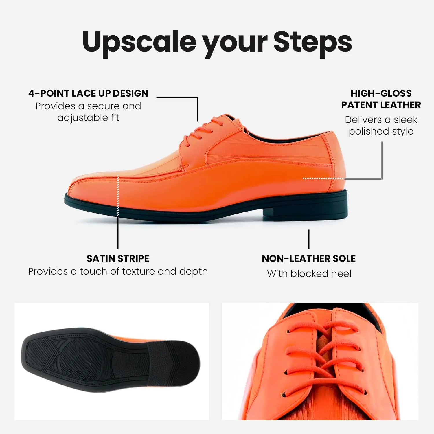 Viotti 179, Casual Dress Oxford Shoes for Men, Satin Striped Lace-Ups, Men's Business Casual Leather & Satin Shoe, for All Formal Occasions