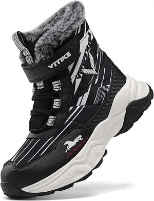 VITUOFLY Boys Hiking Boots Kids Hiking Shoes Girls Outdoor Warm Winter Snow Boots Adventure Trekking Shoes Anti-skid Sneakers Steel Buckle Durable Comfortable