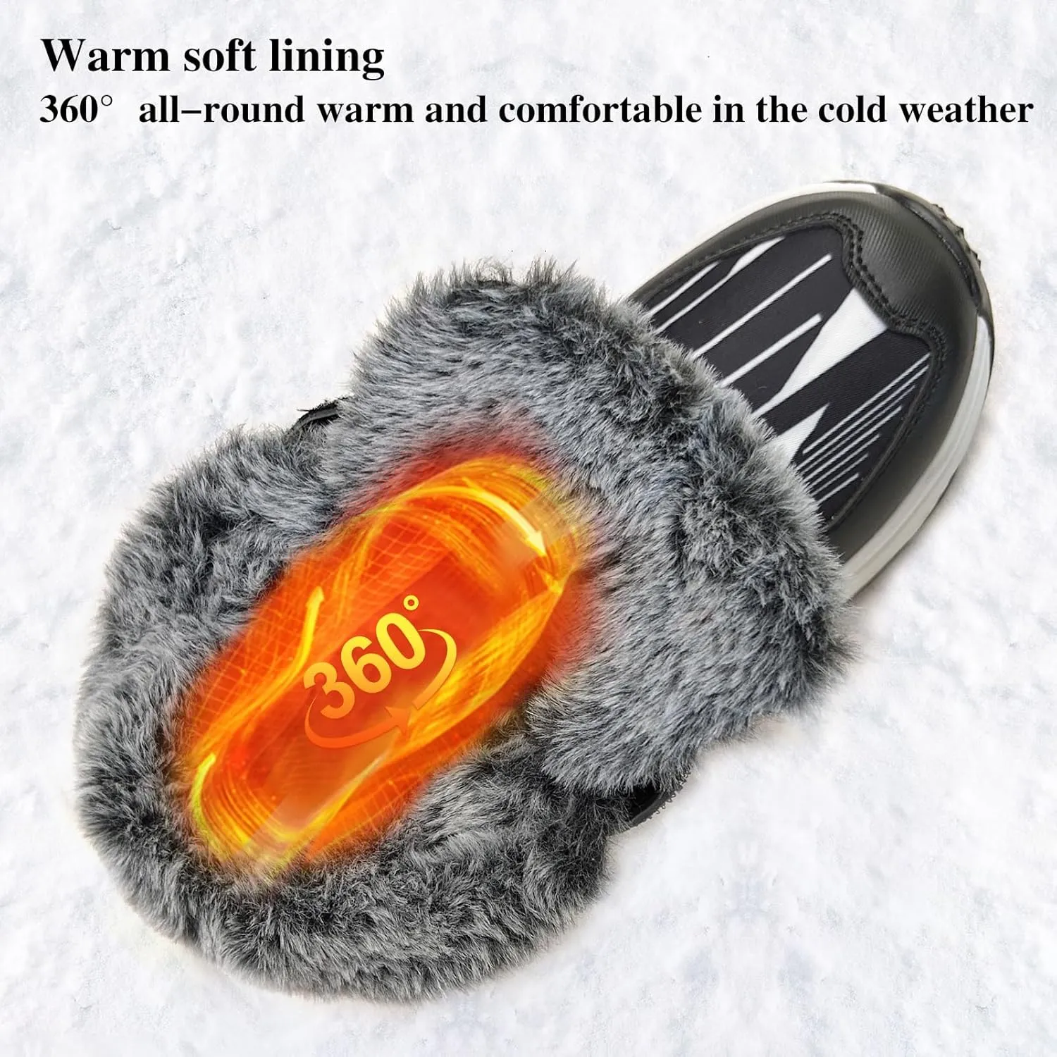 VITUOFLY Boys Hiking Boots Kids Hiking Shoes Girls Outdoor Warm Winter Snow Boots Adventure Trekking Shoes Anti-skid Sneakers Steel Buckle Durable Comfortable