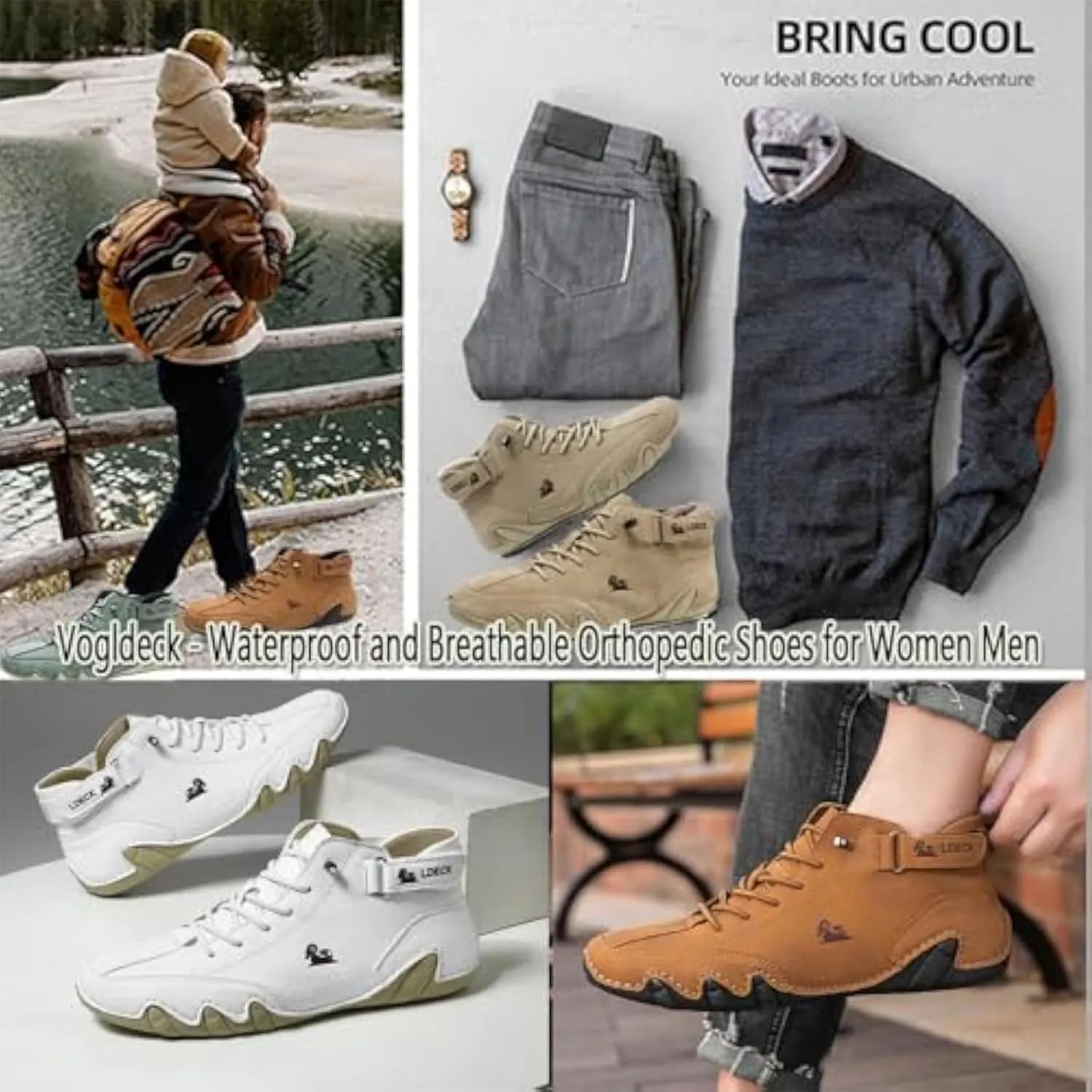 Vogany Outdoor Orthopedic Sneakers Women Men,Outdoor Beck Shoes Comfy Lightweight Non-Slip Orthopedic Sneakers Walking Hiking Ankle Boots, Waterproof and Breathable Orthopedic Shoes