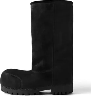 VOMIRA Suede Platform Snow Boots for Women Classic Round Toe Fur Hippy Winter Boots Slip On Knee High Boots Women Brown Boots Comfortable Chunky Heel Trending Shoes