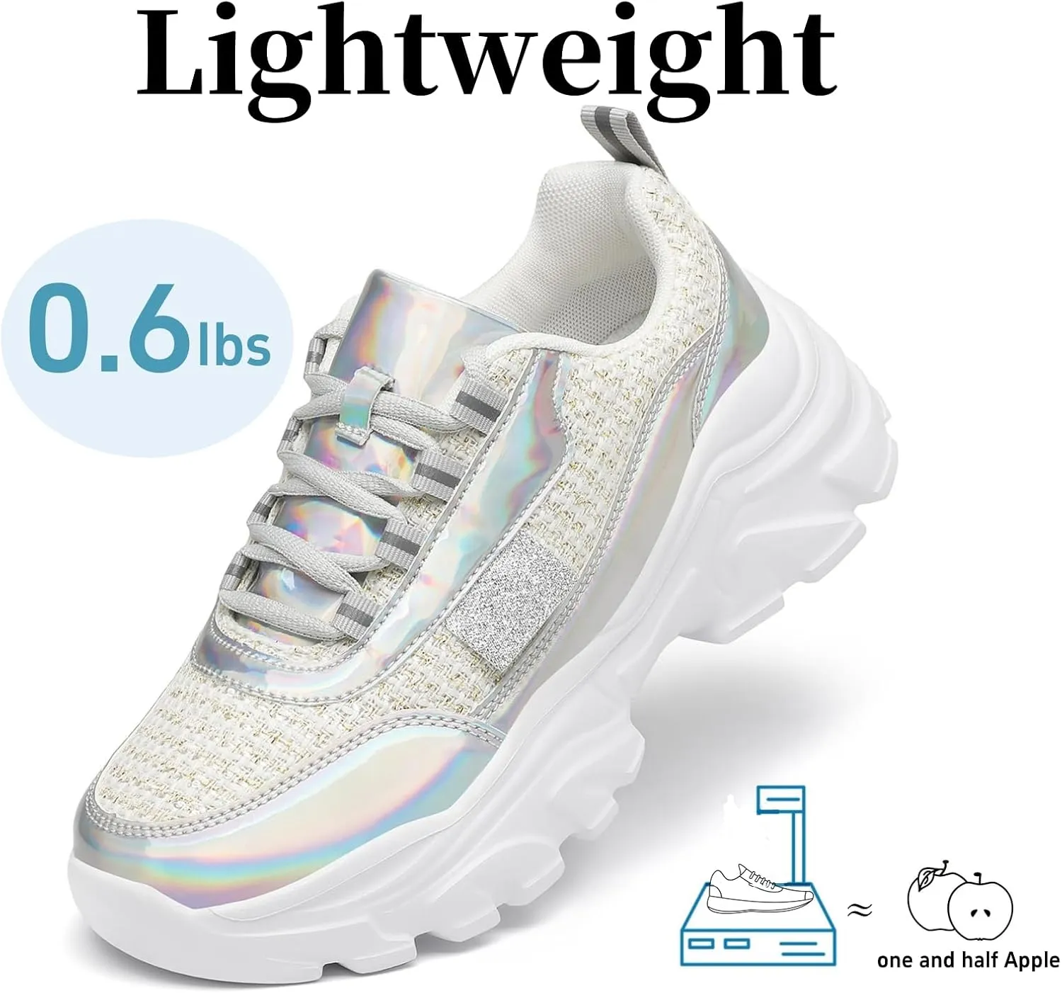 VZQ Chunky Sneakers for Women Leather Fashion Platform Walking Shoes Lightweight Comfortable Wedge Sports Sneakers