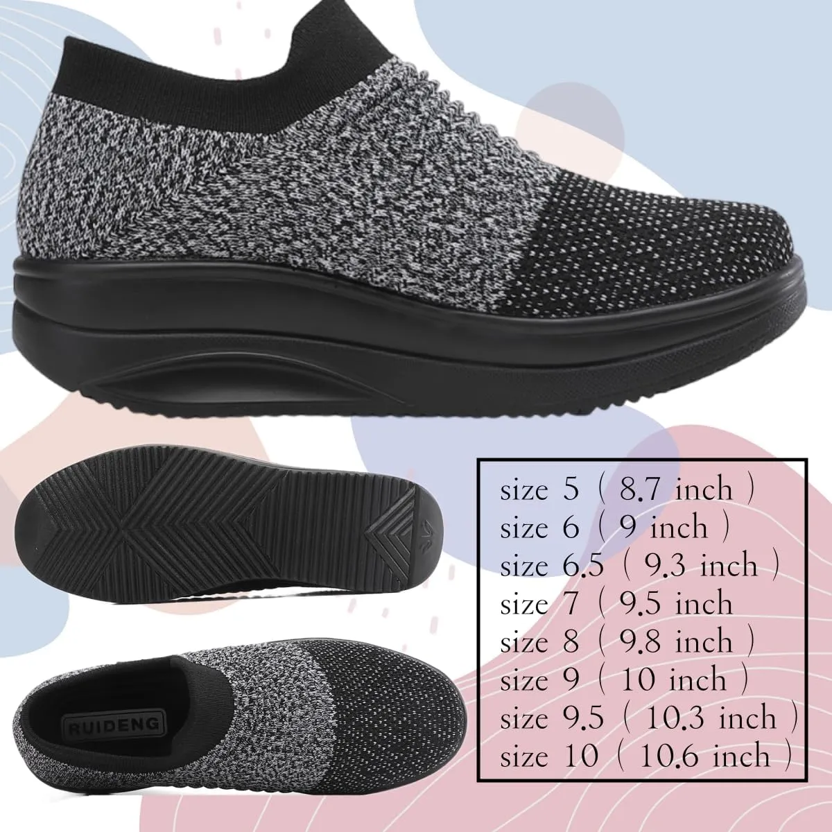 Walking Shoes for Women Slip On Nurse Slip Resistant Work Sock Sneakers Food Service Platform Comfortable Weight Light