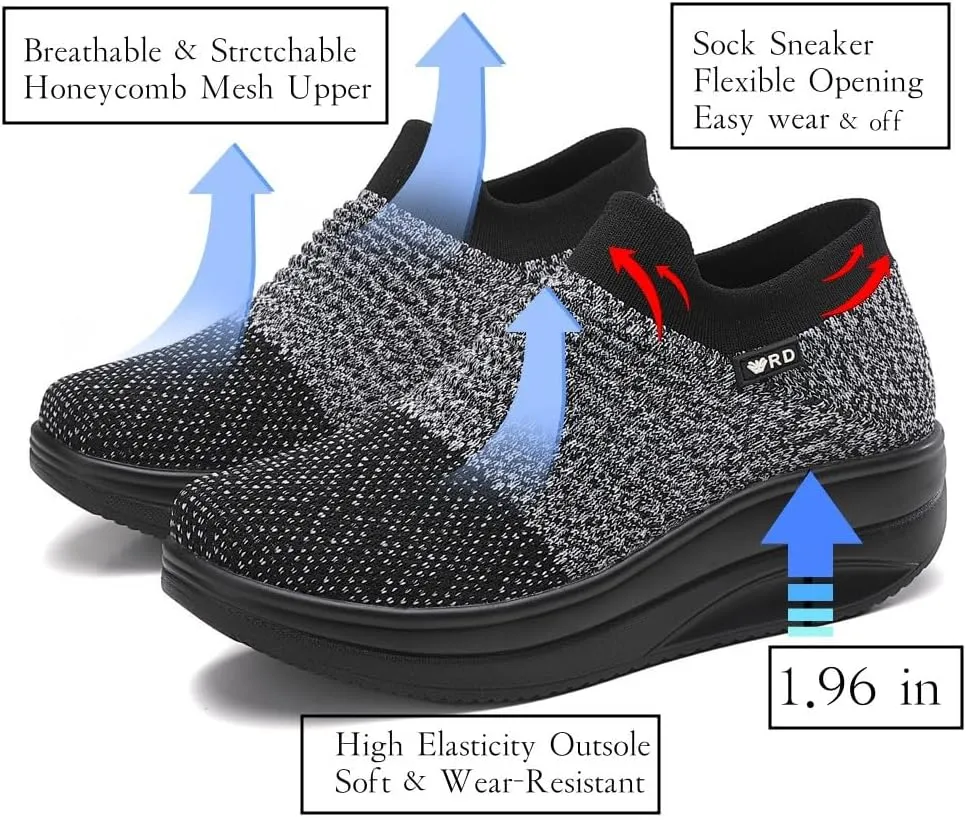 Walking Shoes for Women Slip On Nurse Slip Resistant Work Sock Sneakers Food Service Platform Comfortable Weight Light