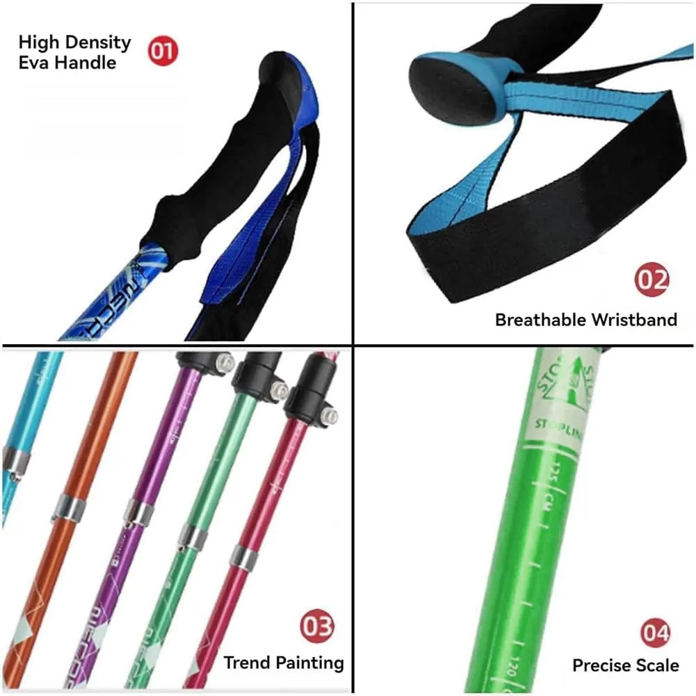 Walking Stick Walking Poles Trekking Stick 5-Section Folding,luminum Alloy Cane Body, Trekking Poles for Hiking & Trail Running 2 Pack