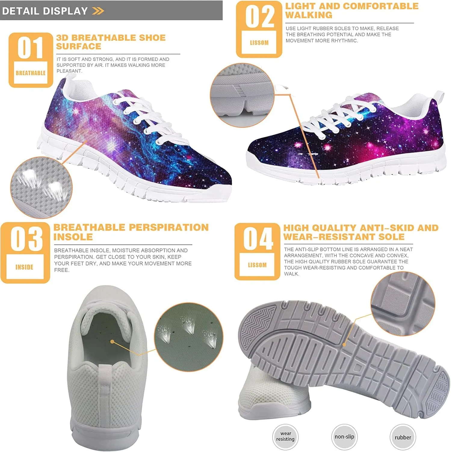 Wanyint Boho Style Horse Print Women Sports Athletic Shoes Comfortable Tennis Shoes Casual Running Footwear