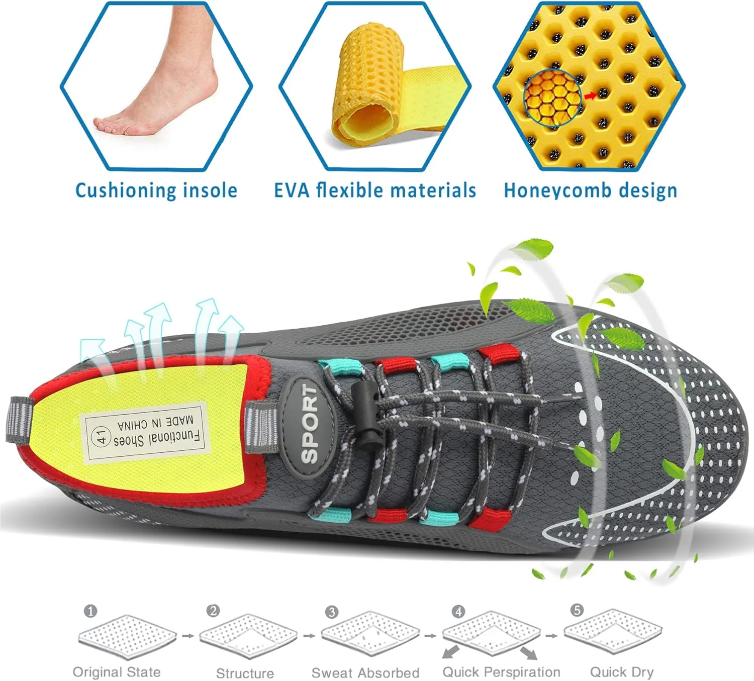 Water Shoes Mens Womens Quick Dry Barefoot Aqua Socks Diving Sports Shoes for Beach Swim Surf Pool Yoga Outdoor Trip