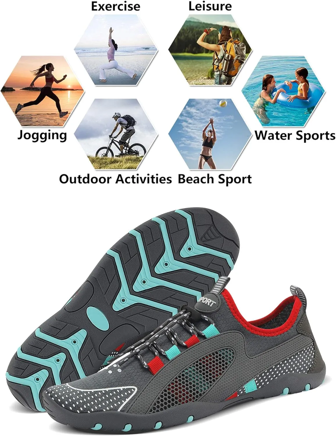 Water Shoes Mens Womens Quick Dry Barefoot Aqua Socks Diving Sports Shoes for Beach Swim Surf Pool Yoga Outdoor Trip