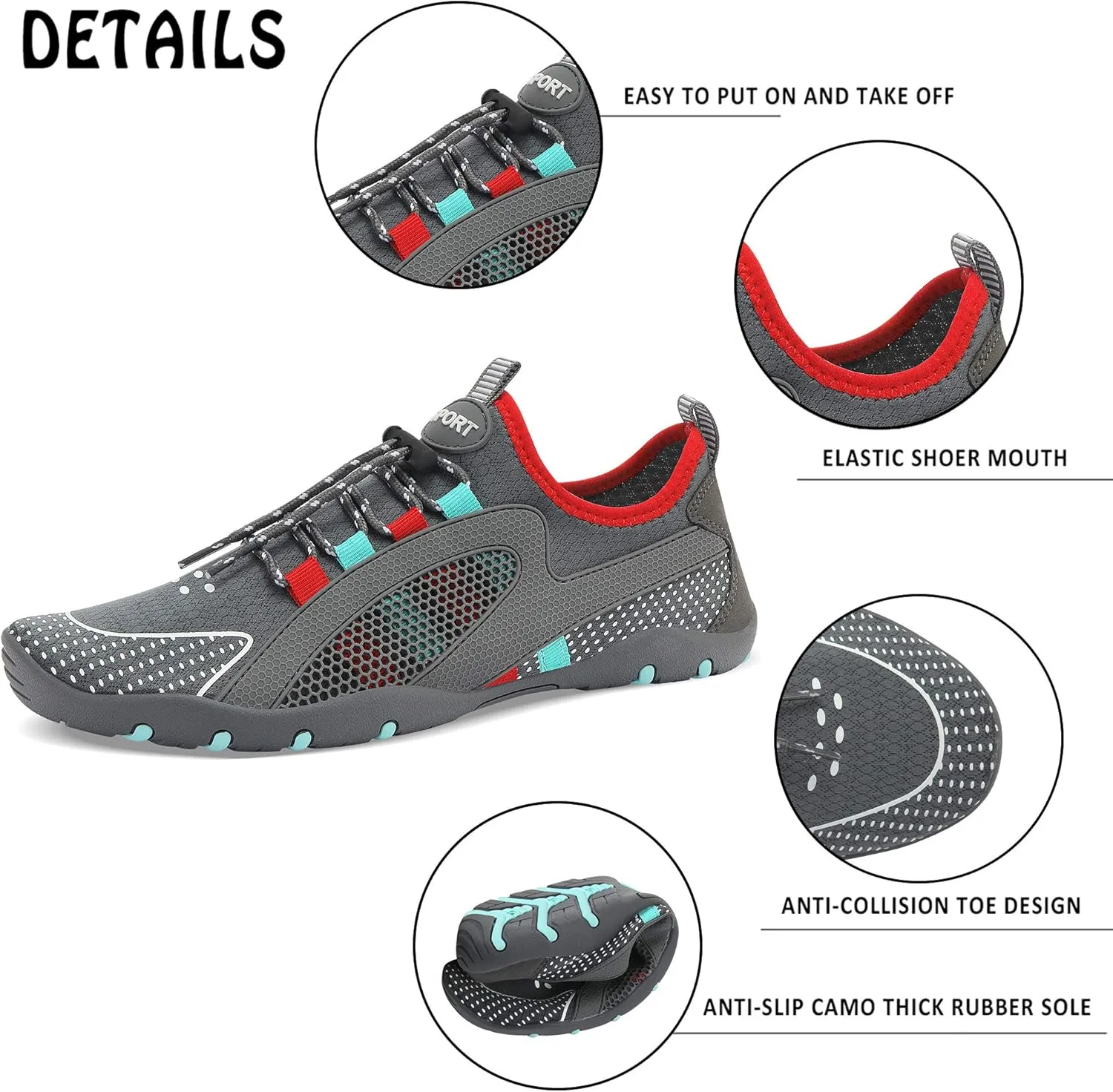 Water Shoes Mens Womens Quick Dry Barefoot Aqua Socks Diving Sports Shoes for Beach Swim Surf Pool Yoga Outdoor Trip