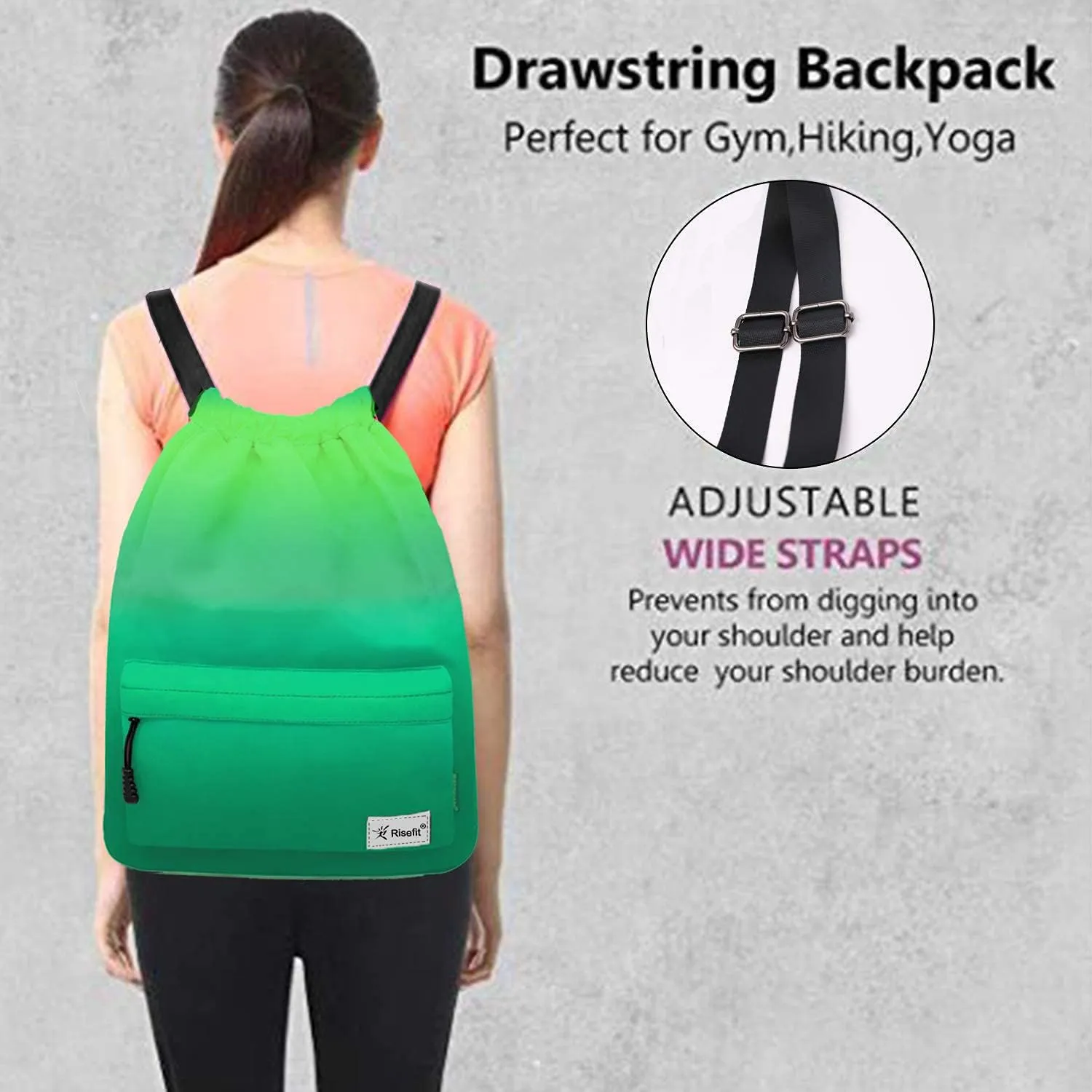 Waterproof Drawstring Bag, Gym Bag Sackpack Sports Beach Backpack for Men Women