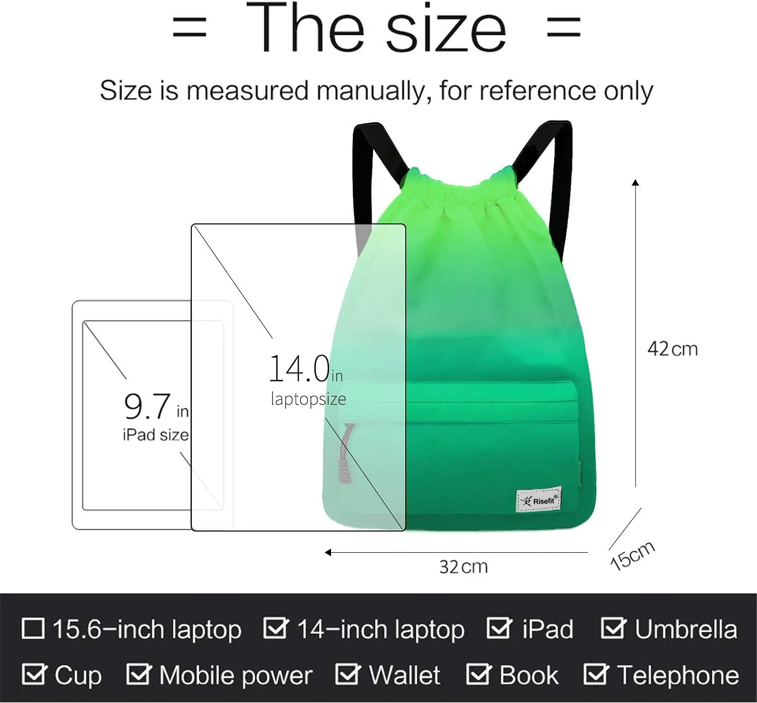 Waterproof Drawstring Bag, Gym Bag Sackpack Sports Beach Backpack for Men Women