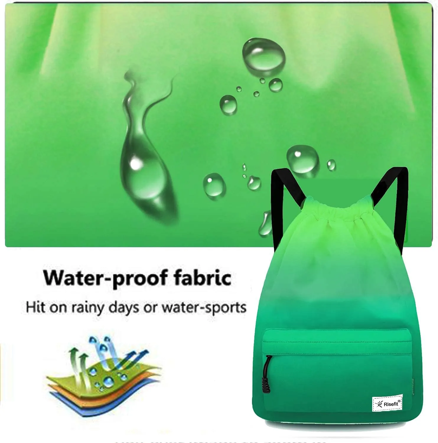 Waterproof Drawstring Bag, Gym Bag Sackpack Sports Beach Backpack for Men Women