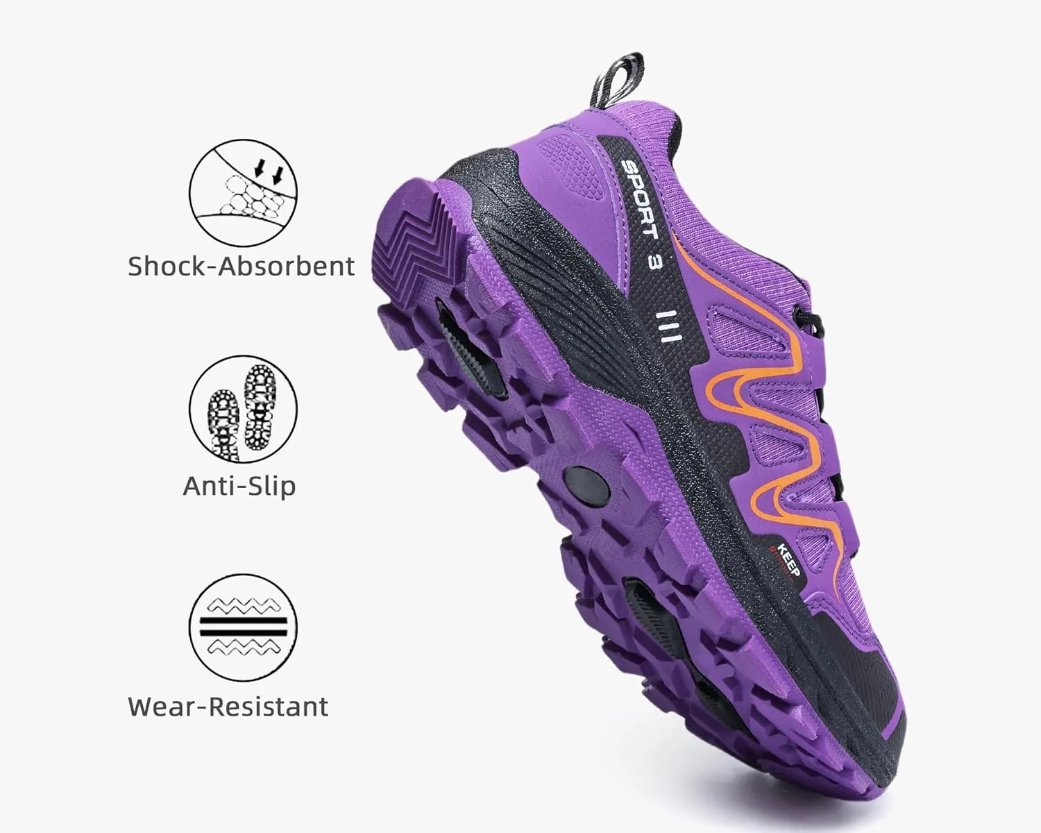 Waterproof Hiking Shoes Women Casual Lace-Up Non-Slip Lightweight Comfortable Running Tennis Fashion Sneakers for Women Walking Trekking Outdoor Shoes