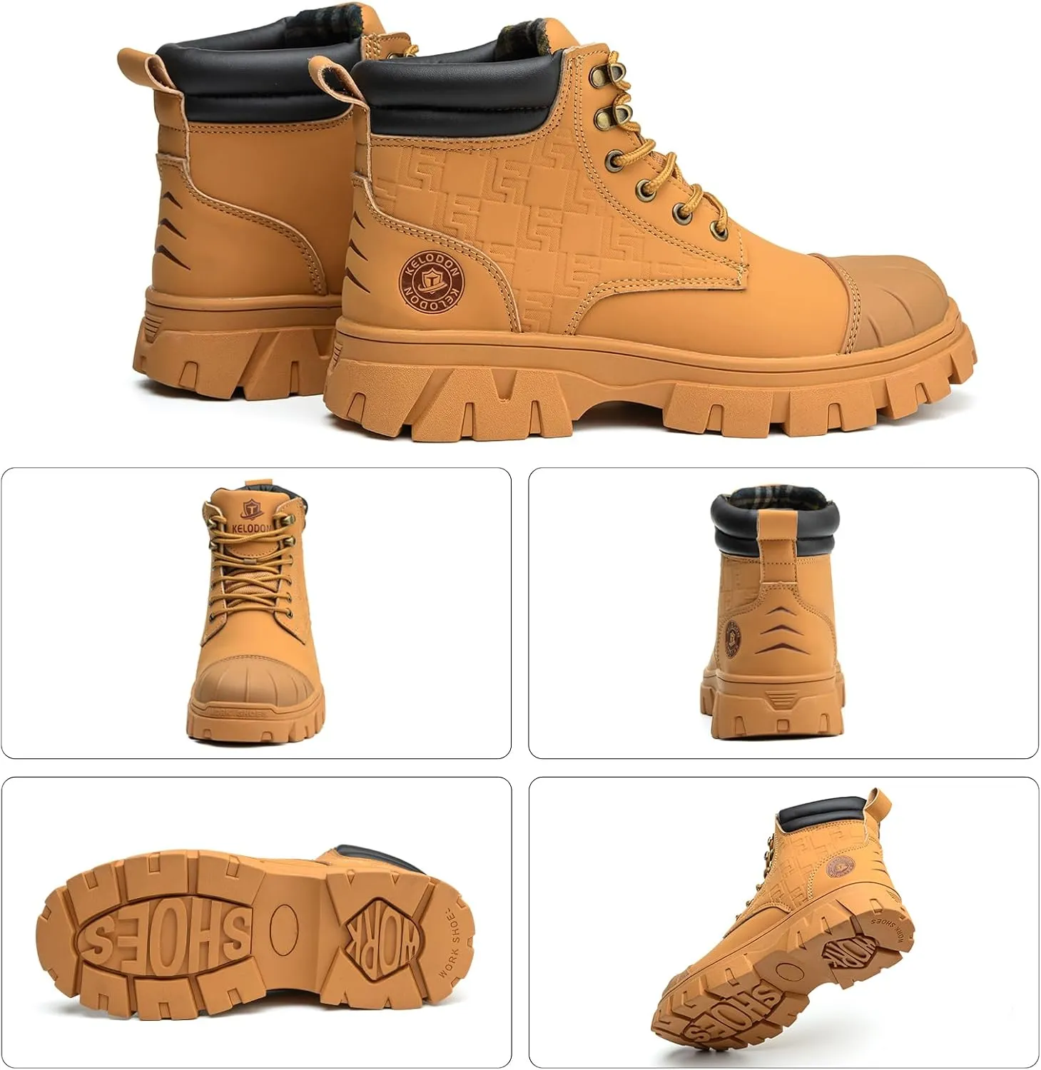 Waterproof Steel Toe Boots For Men 6 Inch Leather Steel Toe Shoes Non Slip Resistant Safety Work Boots Indestructible Lightweight Construction Boot With Composite Toe