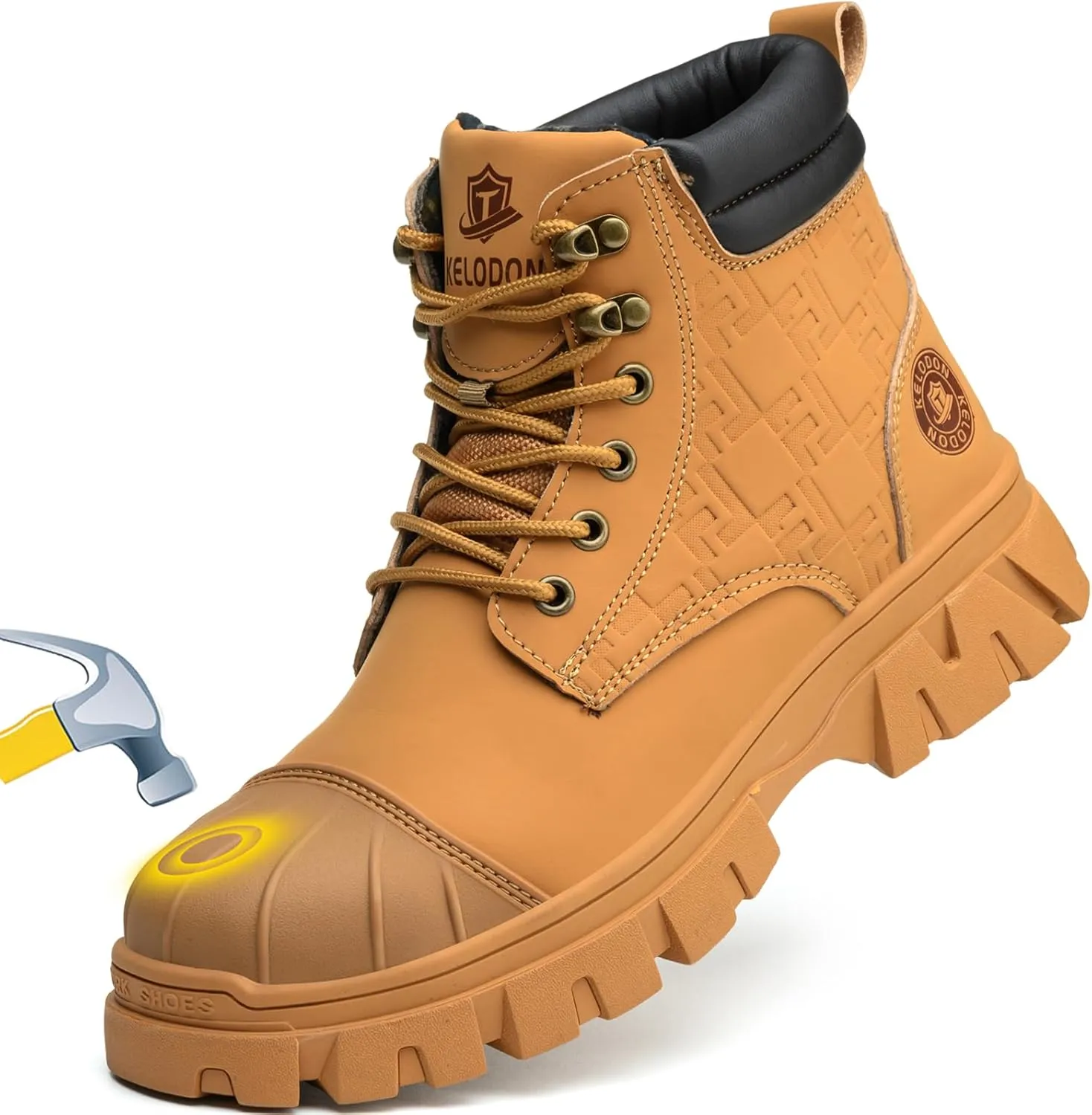 Waterproof Steel Toe Boots For Men 6 Inch Leather Steel Toe Shoes Non Slip Resistant Safety Work Boots Indestructible Lightweight Construction Boot With Composite Toe