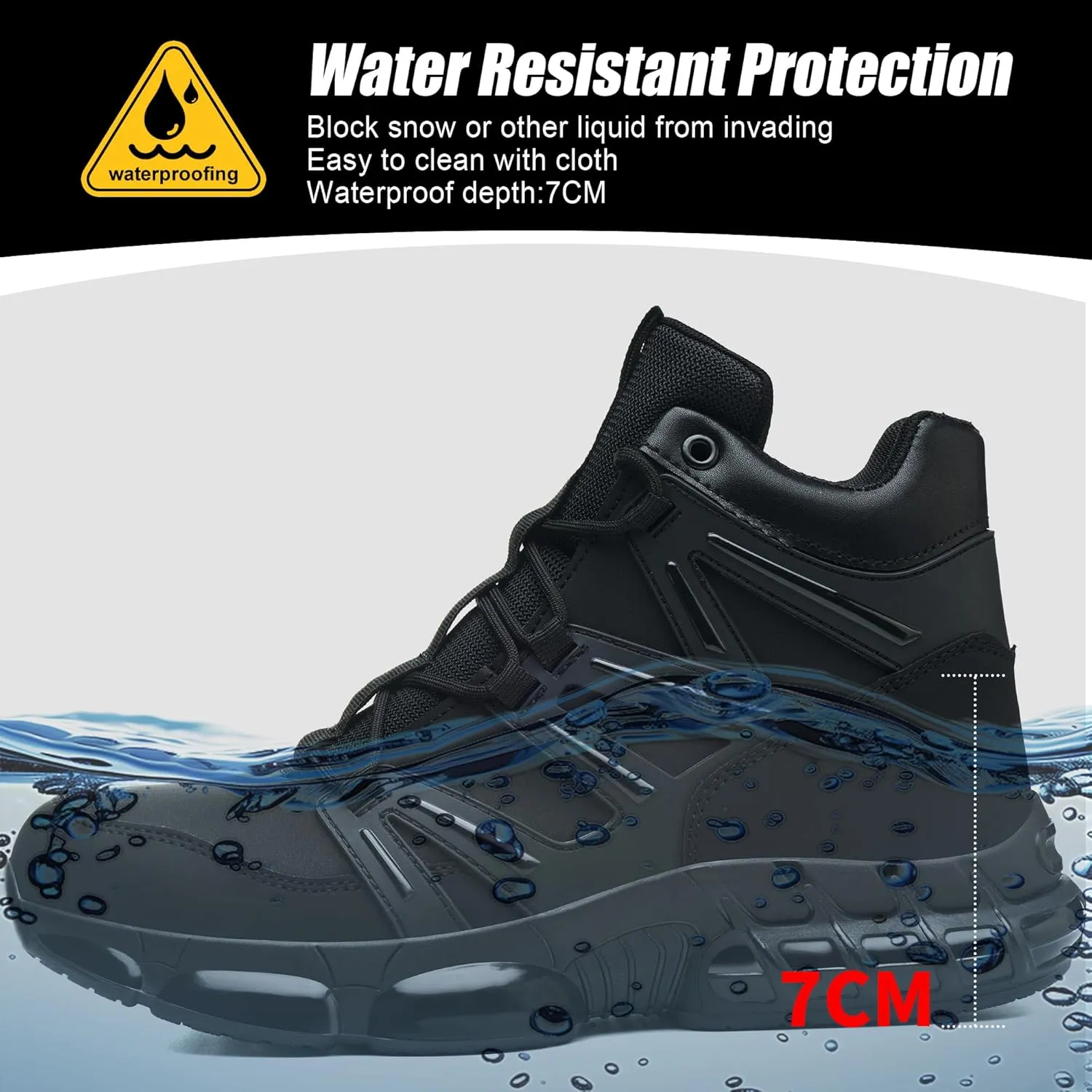 Waterproof Steel Toe Boots for Men Air Cushion Safety Shoes Mens Safety Work Shoes Puncture Proof Industrial Construction Boots Women Black