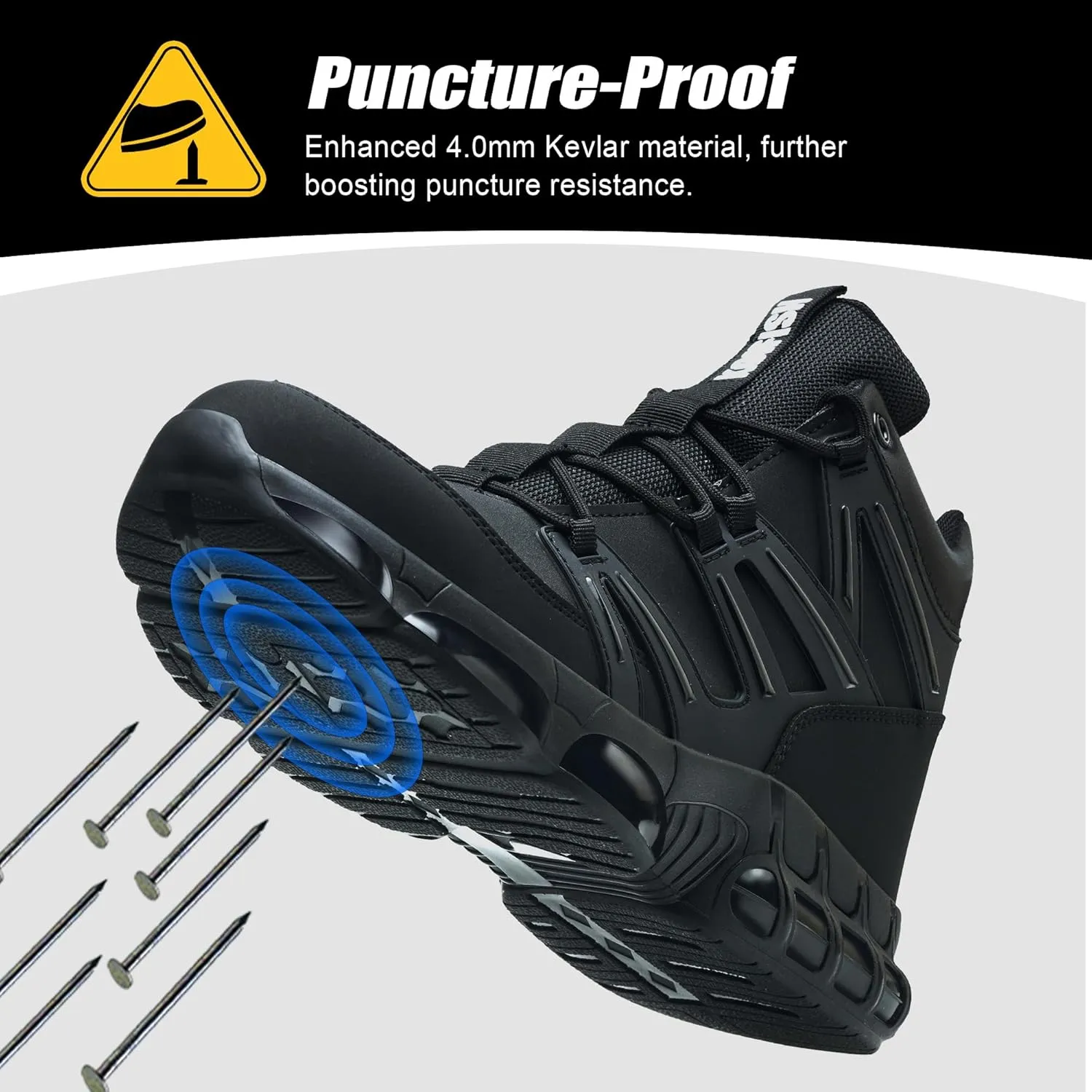 Waterproof Steel Toe Boots for Men Air Cushion Safety Shoes Mens Safety Work Shoes Puncture Proof Industrial Construction Boots Women Black
