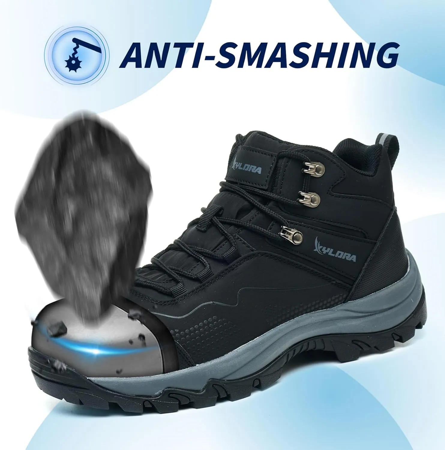 Waterproof Steel Toe Boots for Men Wide Width Non Slip Work Boots Lightweight Slip Resistant Safety Shoes Indestructible Construction Composite Toe Sneakers
