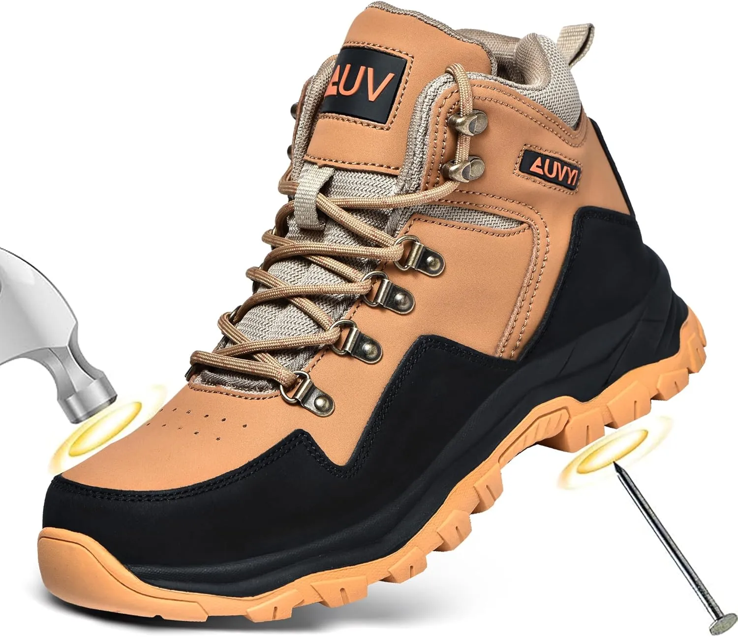 Waterproof Steel Toe Work Boots for Men Safety Non Slip Comfortable Industrial & Construction Boots